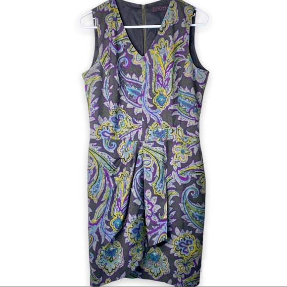 Etro Wool Paisley & Floral V-Neck Sleeveless Sheath Dress - Picture 1 of 7